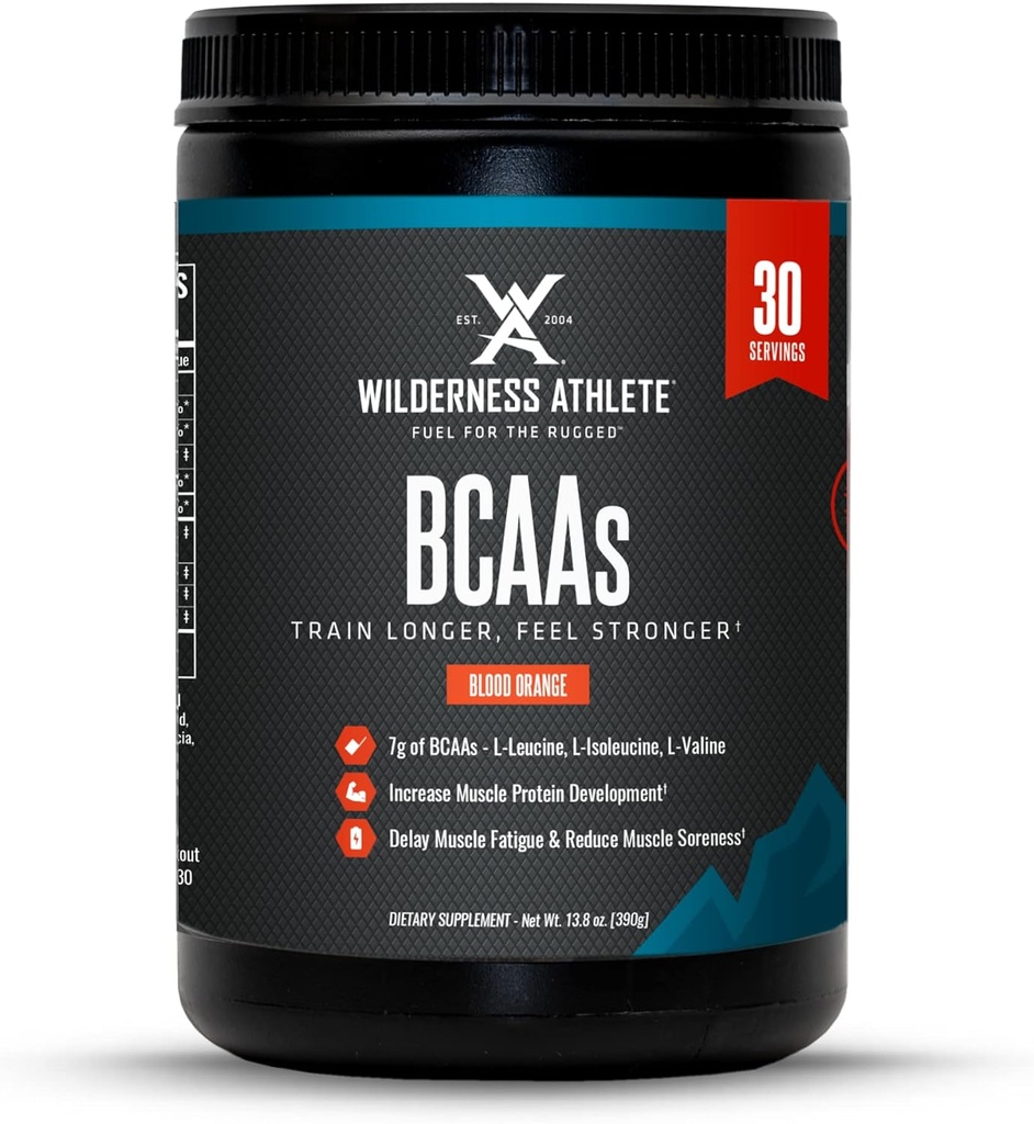 Wilderness Athlete - BCAAs - 分支链氨基酸粉 - 男女基本氨基酸补充剂 - 最佳氨基酸复合剂(血橙)的BCAA补充剂