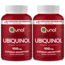Qunol Mega Ubiquinol Coq10 100mg,高级吸收、专利水和脂肪可溶性天然补充形式Coenzyme Q10,抗氧化剂促进心脏健康,60软胶,包装2