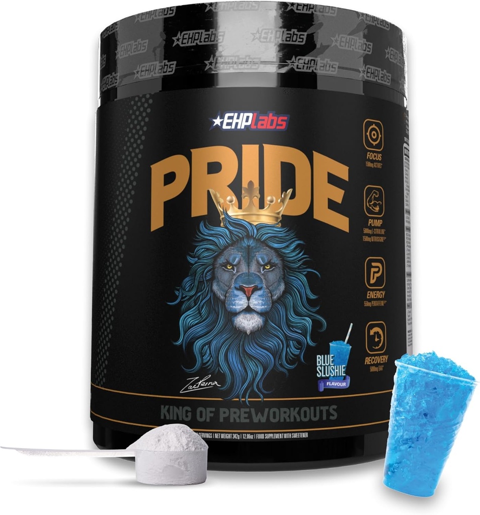 EHP Labs Pride Workingout Powder Energy Supplement - 男女无糖预产期,与BCAA的能量粉靴饮料 - 280mg的咖啡因 - 蓝色Slushie(40位服务员)