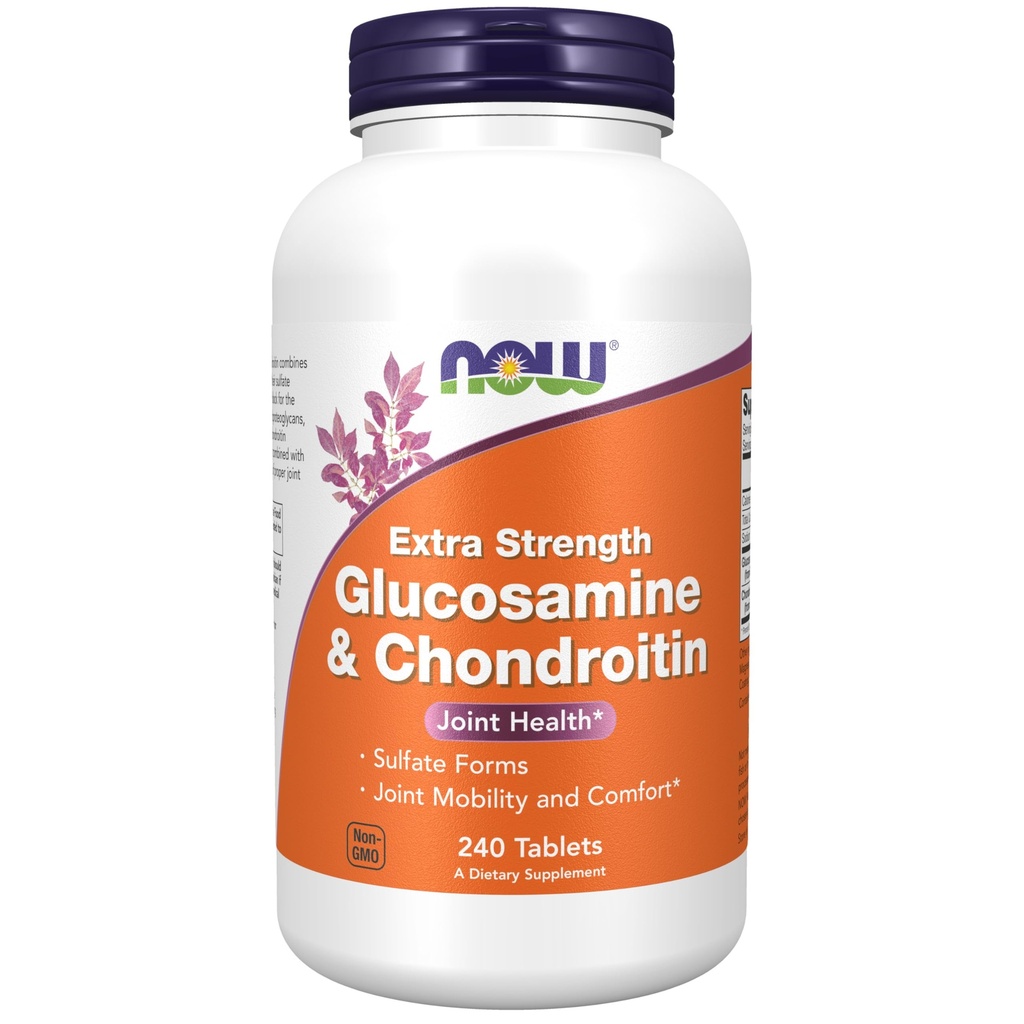 现在食品补充品,Glucosamine和Chondroitin 额外强度,硫酸盐形式,240片