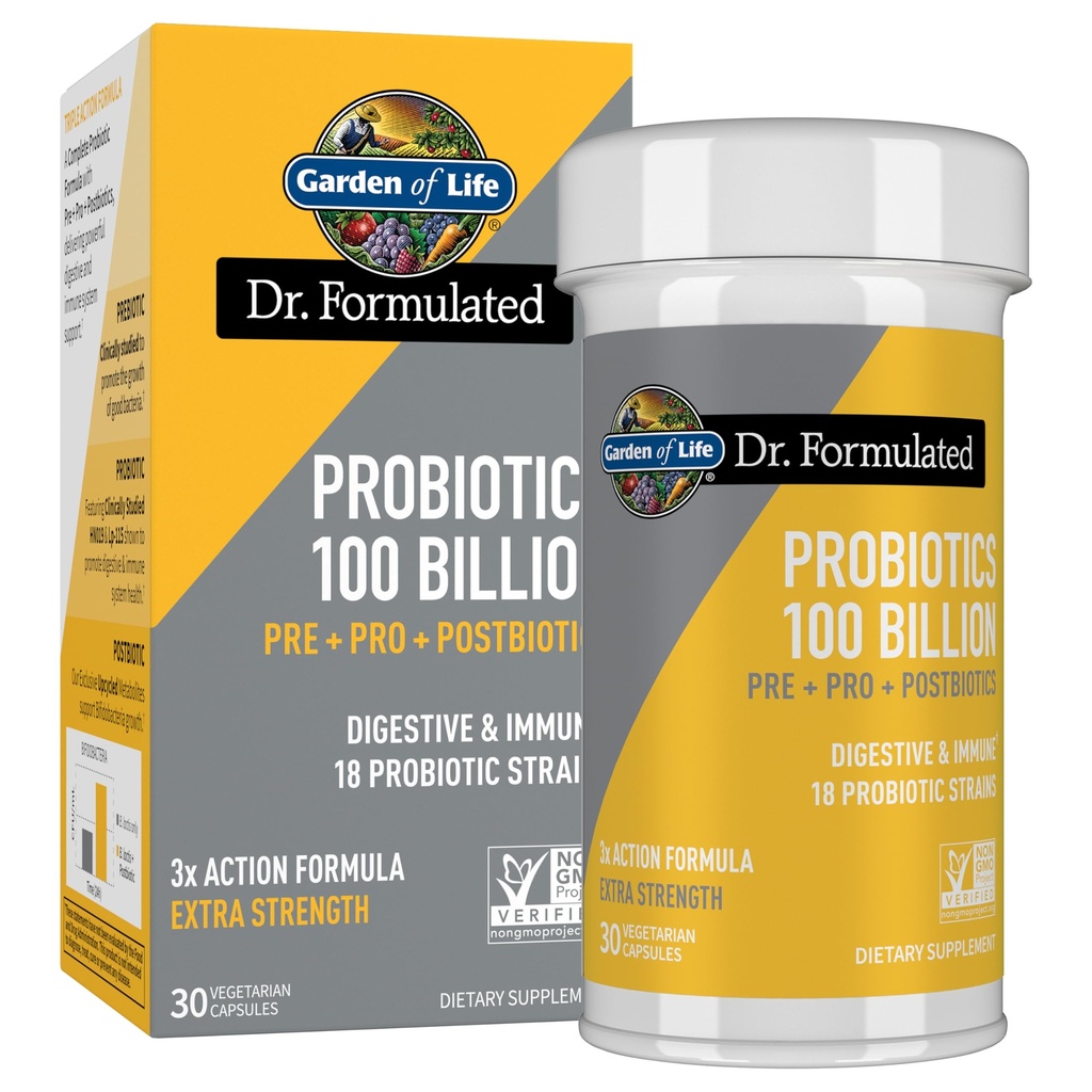 " 生命花园 " Dr. Formulated Pre, Post & Probiotics 100亿CFU Once Daily 3 - in - 1 " 完整的 " Probiotics, Prebiotics & Postbiotics Assservation for Women and Men -- 超强,30天供应 "