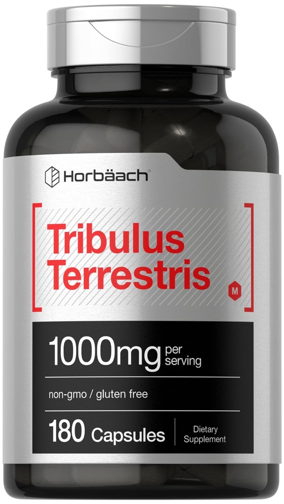 Horbaach Tribulus Terrestris for Men 1000 mg 180 Capsules 摘录补编 – 非GMO 和 Gluten 免费