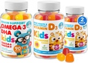 Omega 3 DHA Gummys 儿童与成人维生素D Gummys - 无鱼油和Gluten 免费免疫卫生厂,基于纤维