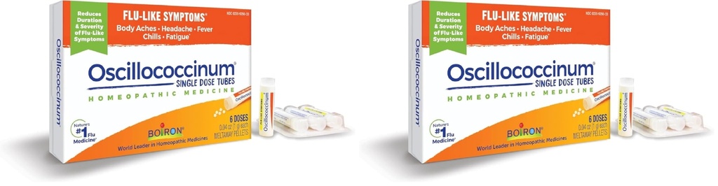 Boiron Oscillocinum 用于缓解类似流感的体痛、头痛、发烧、寒冷和法蒂格的症状 -- -- 6个(2个包)