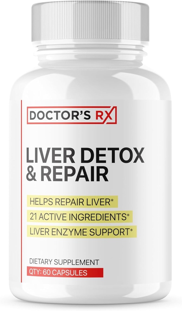 医生的RX #1 RATED Premium Liver Cleanse & Detox 优化Liver功能,修复Liver Enzymes + 超剂量公式 w/ 21 强力成份 + 3 党测试 + 美制 - 60 卡普尔