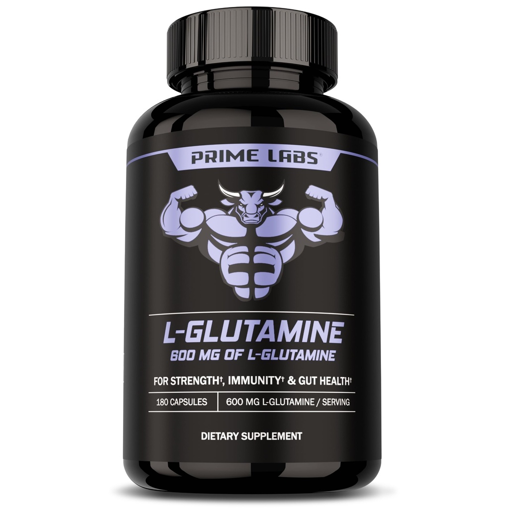 L Glutamine Capsules 600mg - 支持力量、肌肉恢复、豁免、和古特健康 -- -- 氨基酸补充剂 -- -- 男女