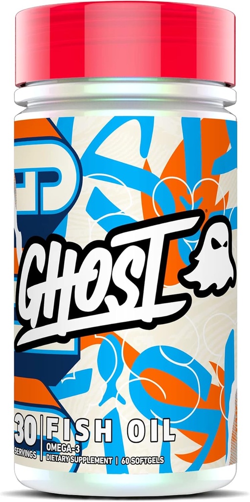 GHOST鱼油补充剂,1400mg-1100mg of Omega 3,配有EPA & DHA脂肪酸 - 鱼油补充剂用于心脏,脑和免疫支持 - 60软胶,30种服务