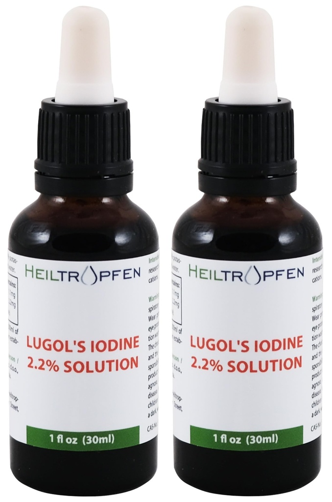 2X 2.2% Lugol的碘溶液 2x1 Fl Oz - 2x30 ml → 药品级成份 → Lugols 溶液用碘和碘化钾 → 成套两瓶 → 海尔特罗普芬 →