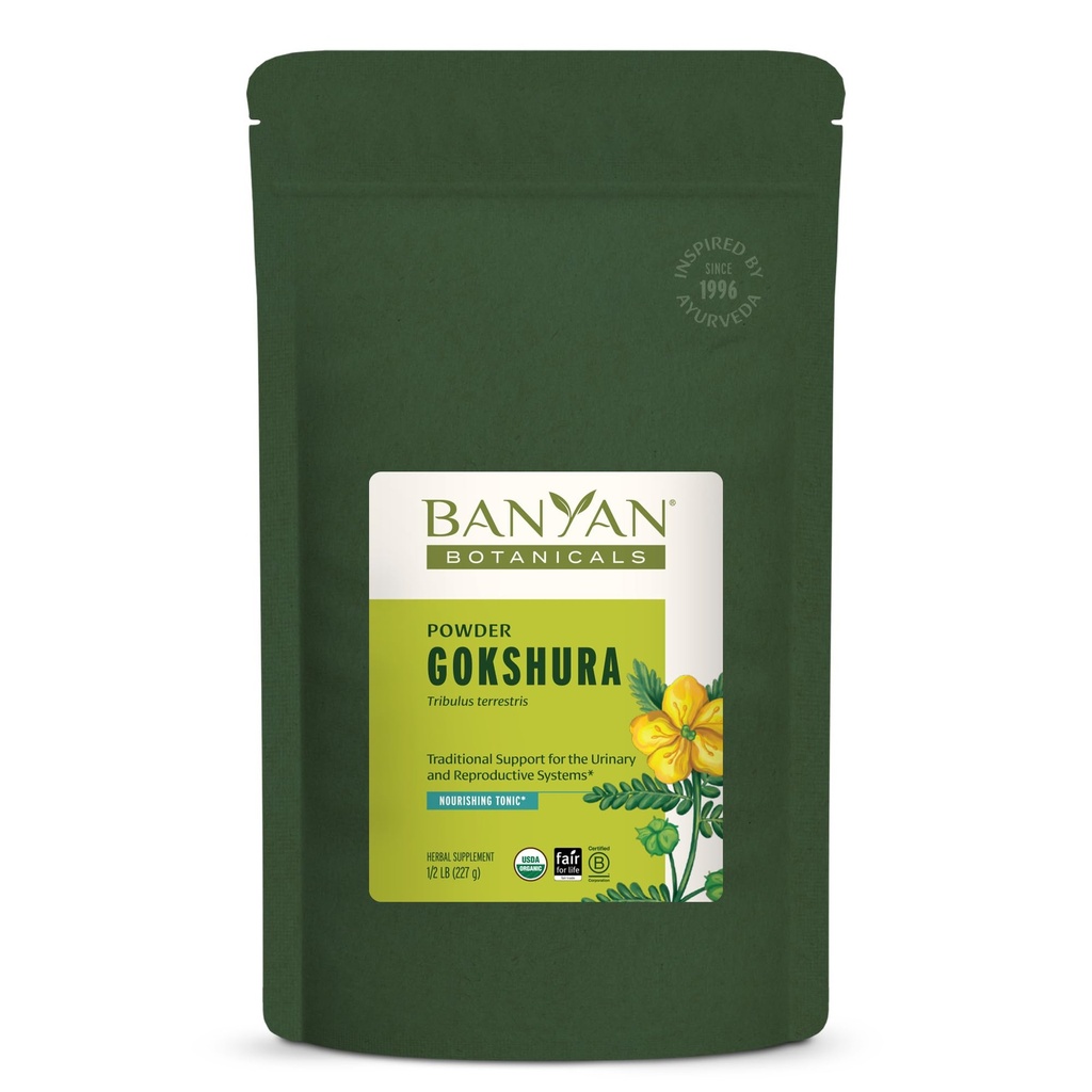 Banyan植物学 Gokshura 粉末 — Organization Gokshura 水果(Tribuls Terrestris) 粉末 — 男子生命力补充 — 支持尿道健康* — 1⁄2 lb — 非GMO 可持续来源维冈