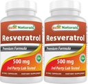 最佳天然物2 Packs Resveratrol Complex 500 mg 60 Veg Capsules Made with Grape Skin, Red Wine, Quercetin - Gluten Free & 非 GMO - (共计120 Capsules)