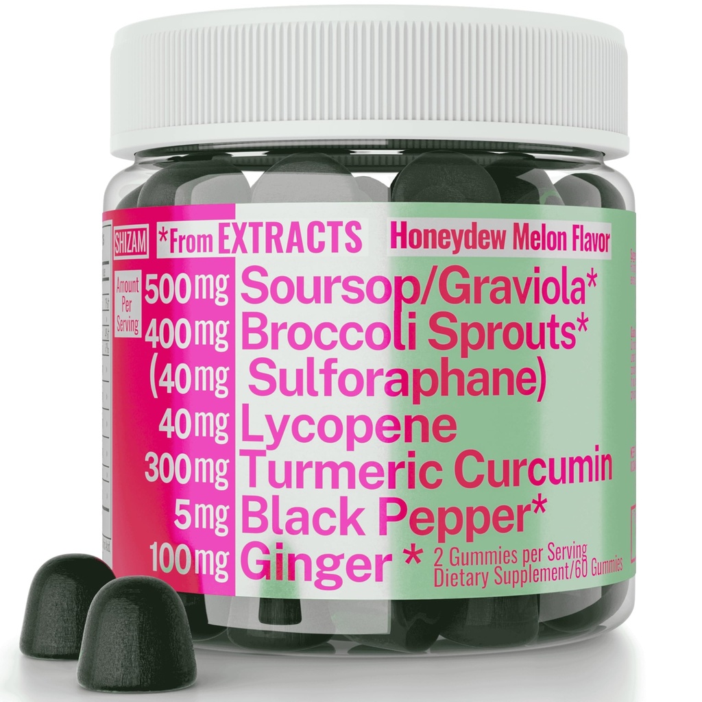 Soursop Graviola Curcumin Lycopene Broccoli Sprouts Sulforaphane 提取古米与Turmeric Curcumin 姜汁黑辣椒,Sour Sop Guyabano 叶补充, Chew Chew Chewable Pills Capsules 补充