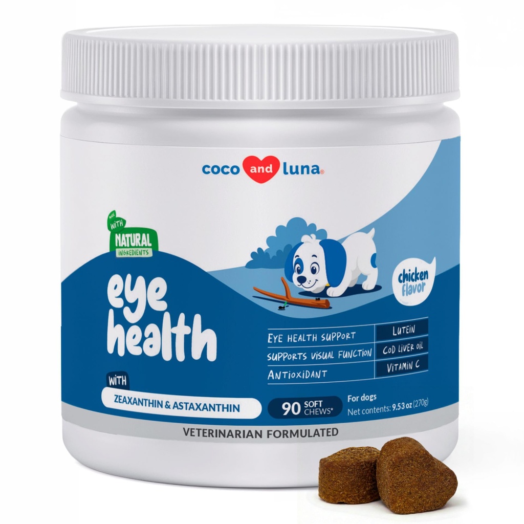 狗眼支持 - 90 Soft Chews - 狗眼补充剂 狗眼维他命 狗眼维他命 配有Cod Liver Oil Antioxidant,Dog Omega 补充剂,Omega 3 EPA和DHA脂肪酸.