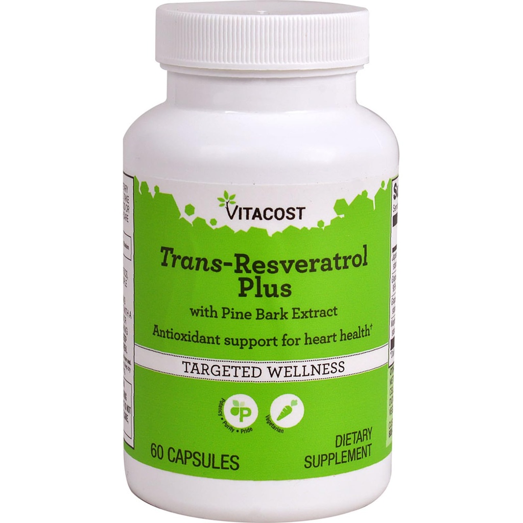 Vitacost Trans-Resveratrol Plus -- -- 60个蔬菜笼盖