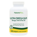 Natures Plus Ultra Omega 3 6 9-1200 mg,120 软胶 - Borage Oil, Fish Oil, Flax Oil Supplement - Gluten - Free - 120 服务
