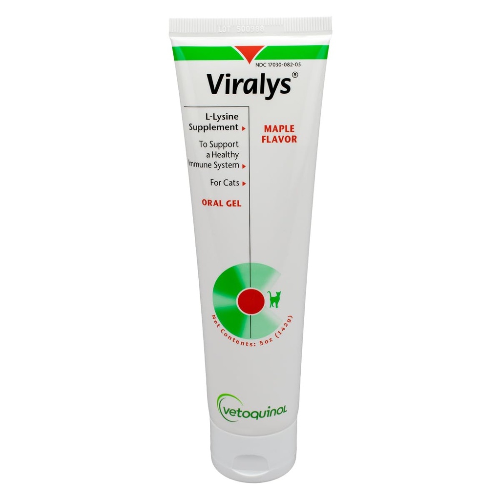 Vetoquinol Viralys Daily L-Lysine Gel for Cats and Kittens, Maple Flavored Lysine 补充猫和Kittens 支持免疫健康,正常眼功能和呼吸卫生,5oz