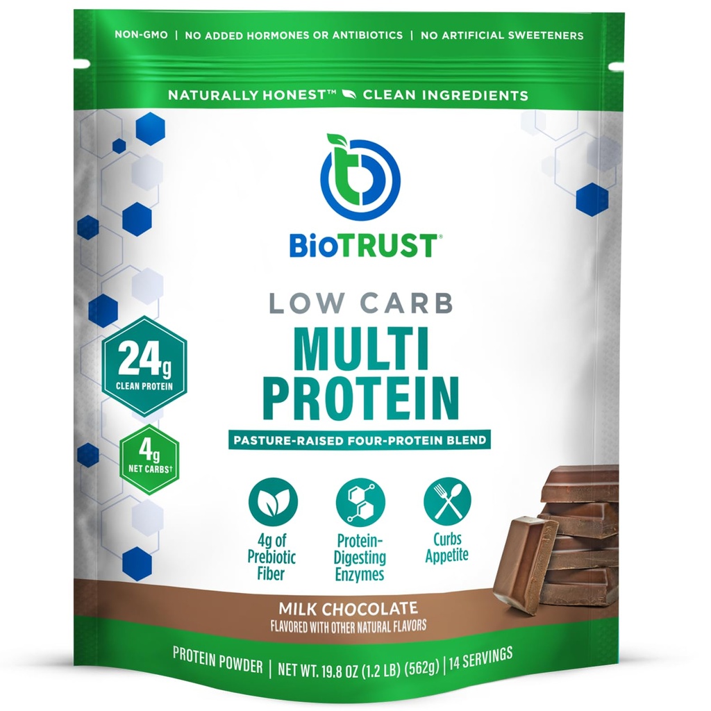 BioTrust 低碳蛋白粉 – 美味 Whey & Casein Blend from Grass-Fed Hormone Free Cows – 非 GMO, Gluten Free (Chocolate) (英语).
