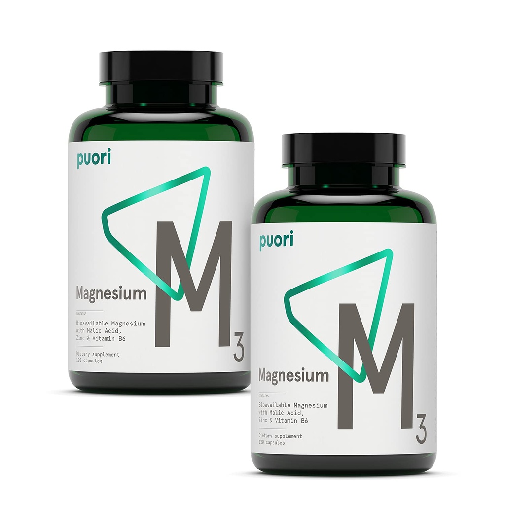 Puori Magnesium Complex - 高吸附性酸镁和Gluconate,锌,维生素B6和马利克酸用于睡眠支持,Immune & Bone健康与肌肉恢复 - 240 Vegan Capsules