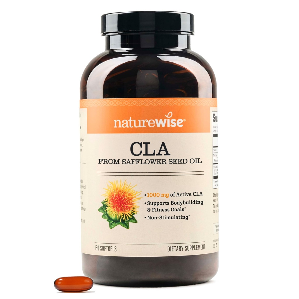 NatureWise CLA 1250 - 男女配制的Linoleic酸补充剂,不刺激,支持健康体重,健身目标 - 非GMO,Gluten Free - 180 Softgels [2-Month Supply].