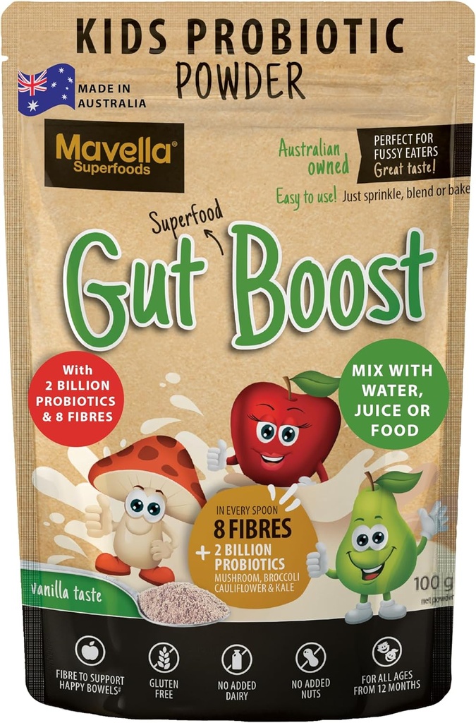 Kids Probiotic Powder Gut Boost – Daily Districtive & Immune Support for Children Todlers, Vanila Flawared Fiber 补充,方便便秘和Gut Health的简单混音 3.52oz (100g)
