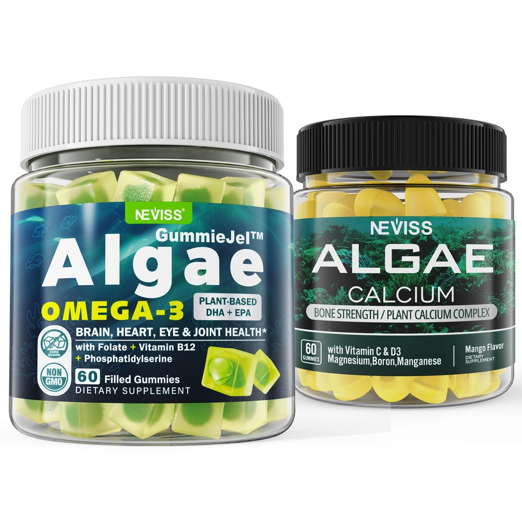藻类 Omega 3 Gummys + 海洋藻类 Calcium Gummys Bundle