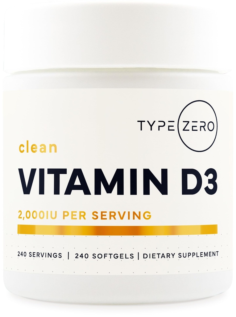 零维生素 D3 2000 iu, 240 软胶 - 非GMO & Gluten Free