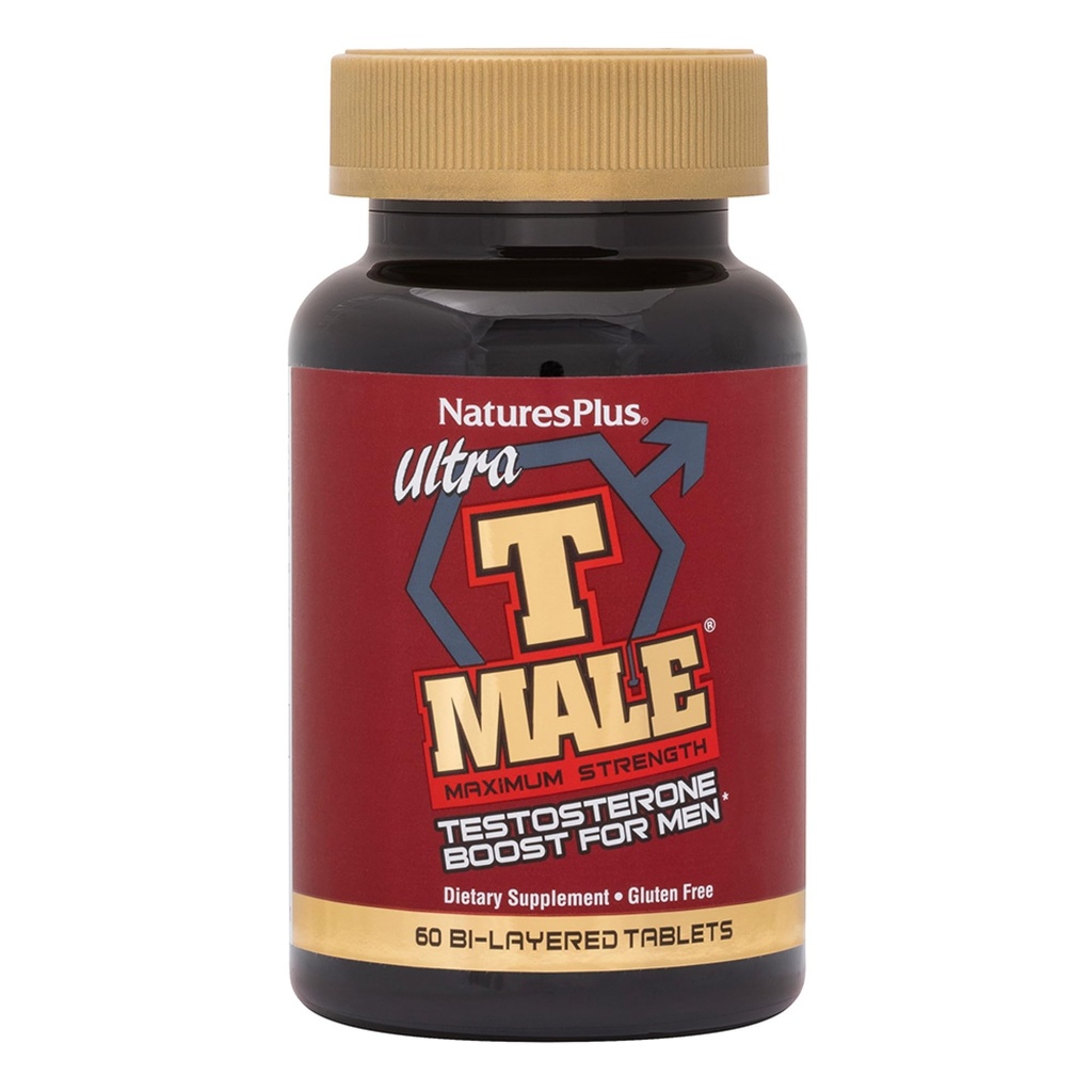 NaturesPlus Ultra T Male, 扩展释放 - 60双层板块 - 支持肌肉增益 - 蔬菜, Gluten Free - 30 series