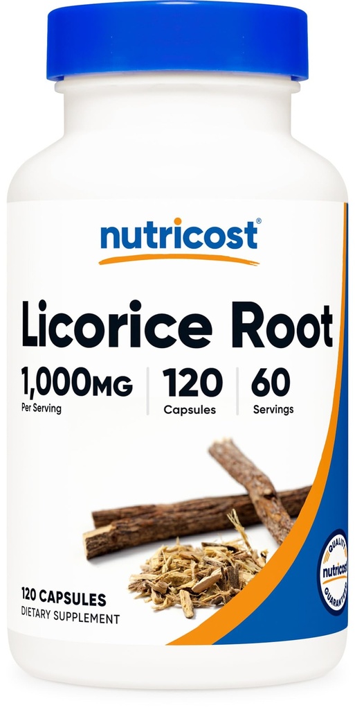 营养成本 Licorice 根500mg, 120 Capsules - 非 GMO, Gluten Free