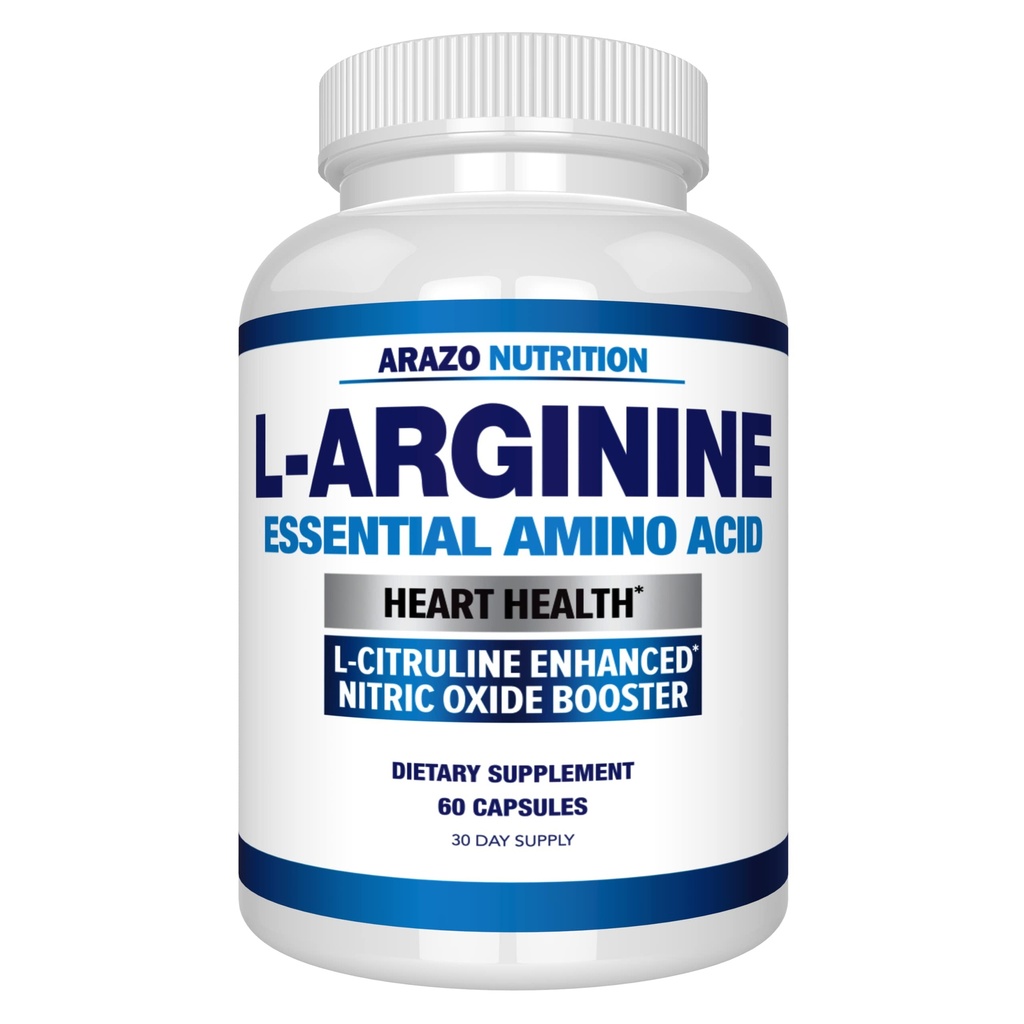 Arazo营养精液L Arginine - 1 340mg 氮氧化物助推器L-Citrulline和基本氨基酸用于肌肉增益和能量 - 强大的无助推器用于训练更长和更硬的-60卡普尔