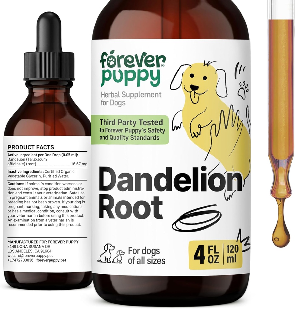 (原始内容存档于2018-03-03). Forever Pupy Dandelion Root Drops for Dogs - 大,中,小狗液态肝脏健康补充剂 - Liver cleanse Detox Drops w/Dandelion Root Extract - 4 oz).