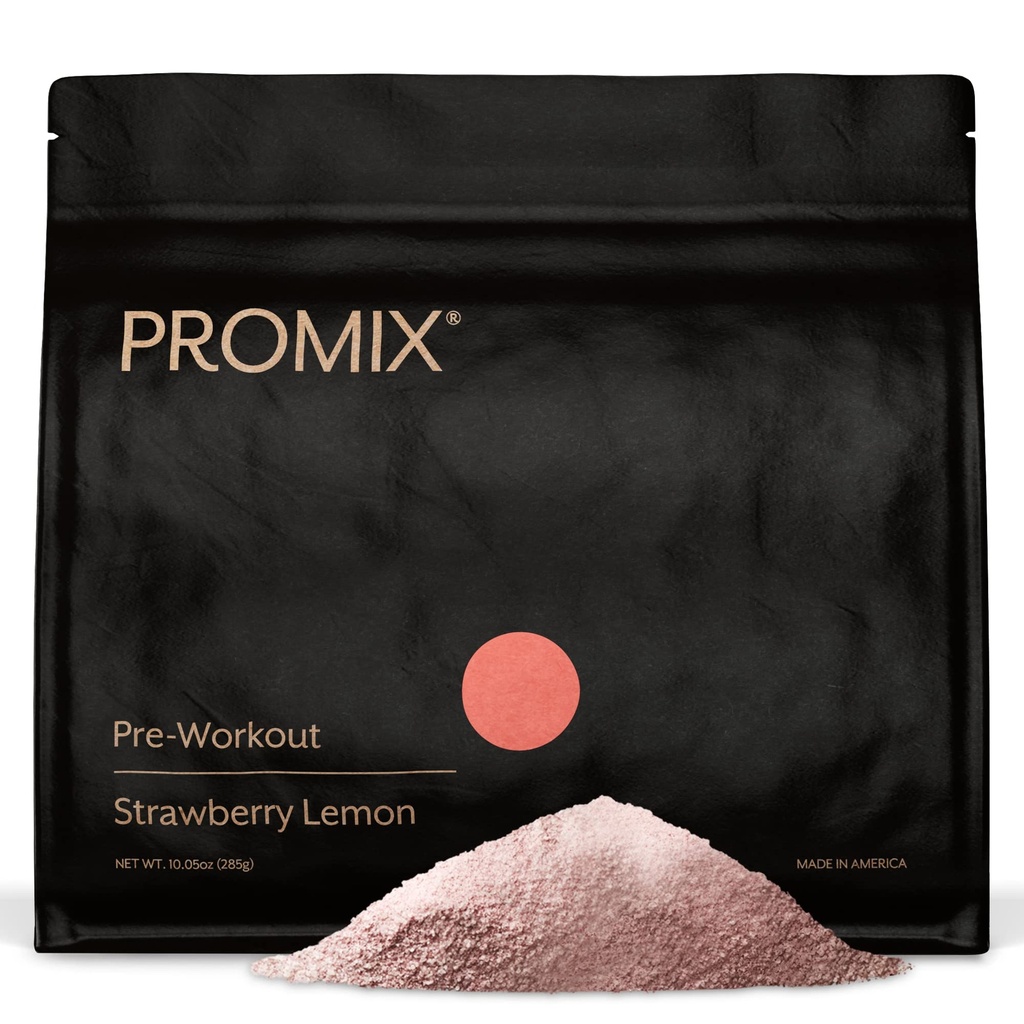 Promix Pre-Workingout Powder,草莓柠檬 – Boosts Focus,能源与耐力 – 与咖啡因,B12,Beta-Alanine & L-Tyrosine – Gluten & Dairy-Free, 10.05 oz (英语).