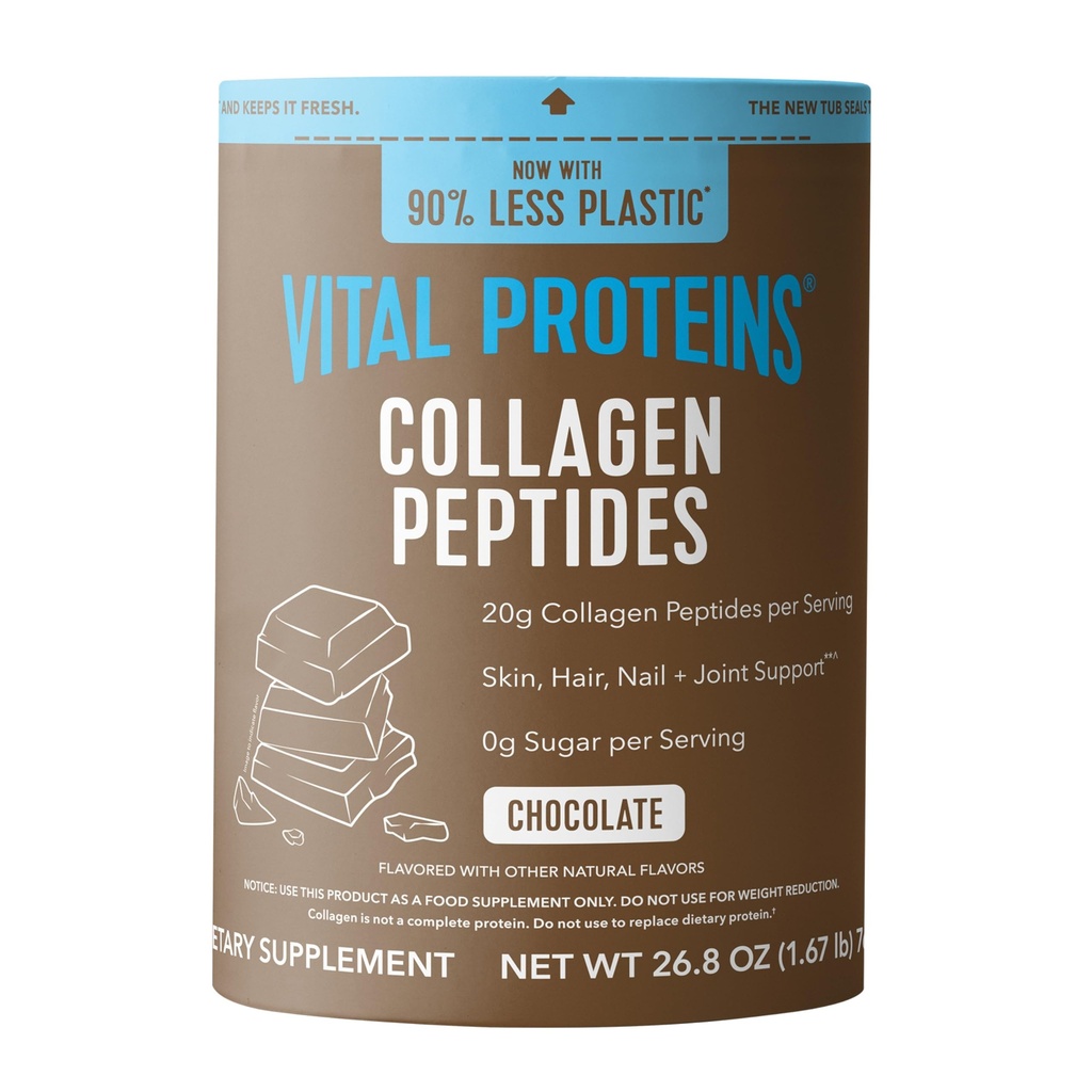生命蛋白Collagen Peptides粉末补充剂,皮肤、毛发、钉子和合金水解Collagen,巧克力,28种