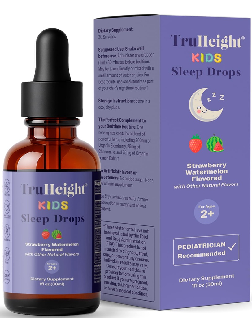 TruH8儿童睡眠叮当年龄2+(Watermelon Flavor) - 婴儿,托德勒斯与儿童自然睡眠援助 - 婴儿,托德勒,儿童梅拉托宁 2岁+ - 维生素B6,Riboflavin,锌,铜,柠檬鲍姆