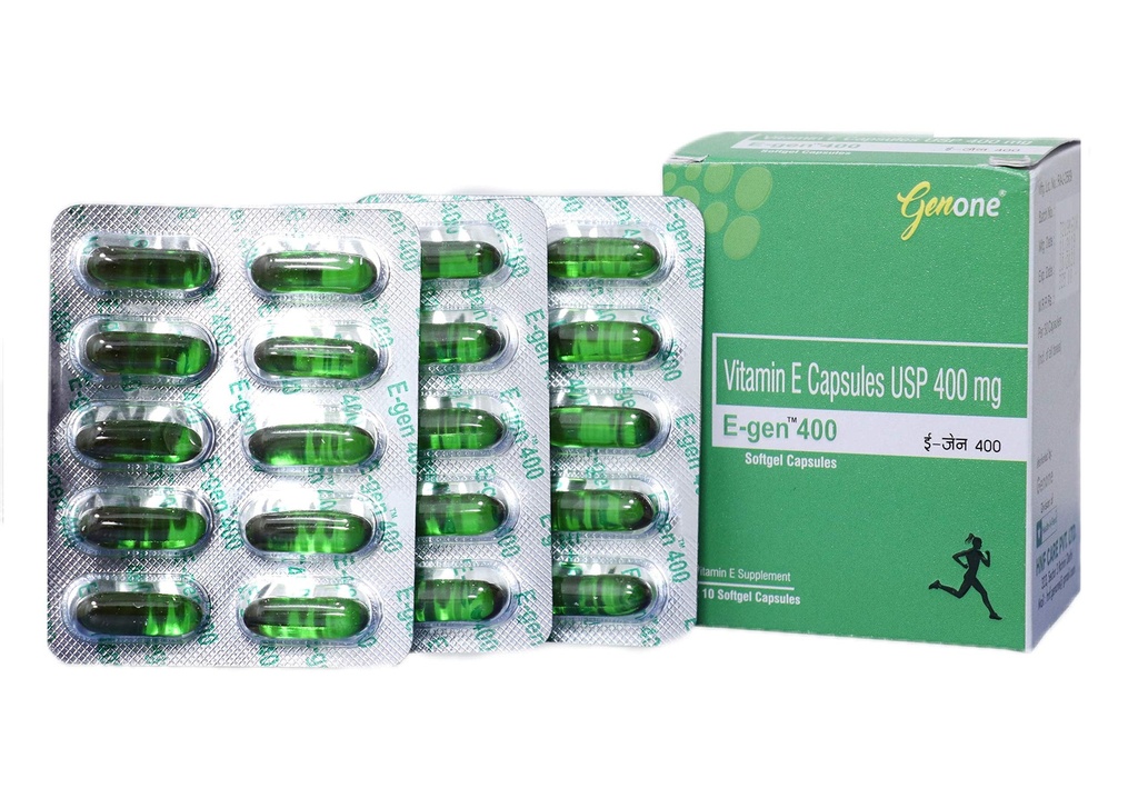 Genone E-Gen 400 维生素E Capsule 用于光脸、皮肤和头发营养(30个Capsules)