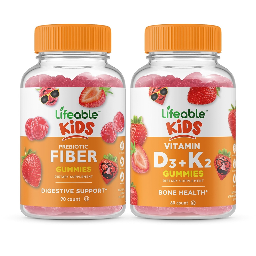 活生生的先生体儿童 + 维生素 D3 + 维生素 K2 儿童 gummies Bundle - Great Tasting, Vitamin Supplement, Gluten Free, GMO Free, Chewwable Gummy (英语).