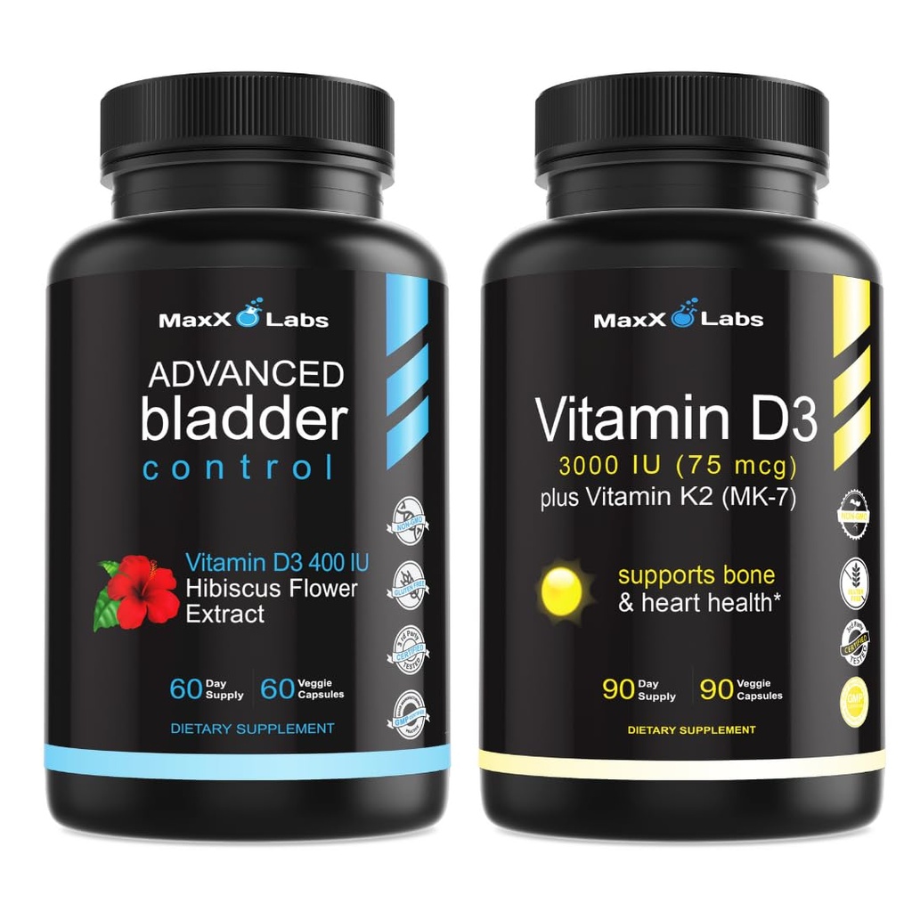 女性和男性60Ct+维生素D3 K2 3000 IU高级刀锋控制补充剂,维生素K为MK-7,来自Natto支持健康骨骼,牙齿,心脏和免疫功能90Ct.