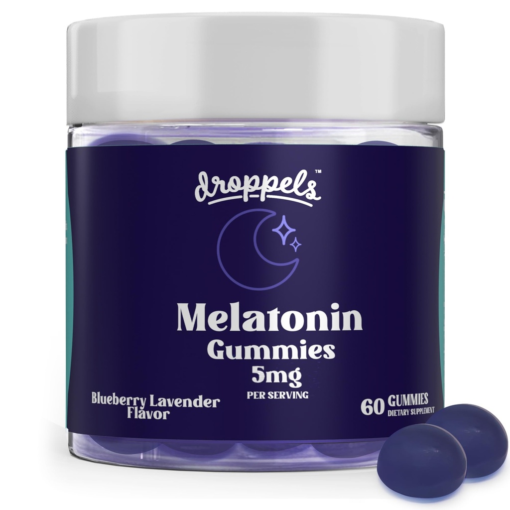 Melatonin Gummys, 5mg – 植物型, Vegan Melatonin 5mg 天然睡眠支持与香蜜酒提取, 60 Count, Blueberry Flavor (1-Month Supply)