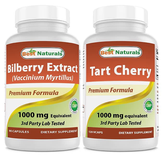 最佳自然品 Bilberry 提取 1000 mg 和 Tart Cherry 提取 1000 mg