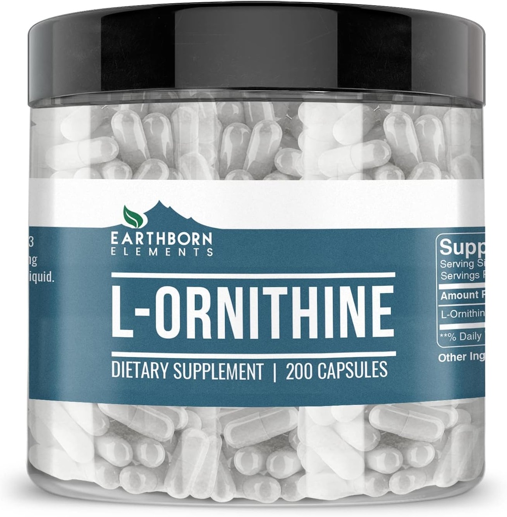 土生元素(200 Capsules L-Ornithine HCl,氨基酸,蛋白质合成)