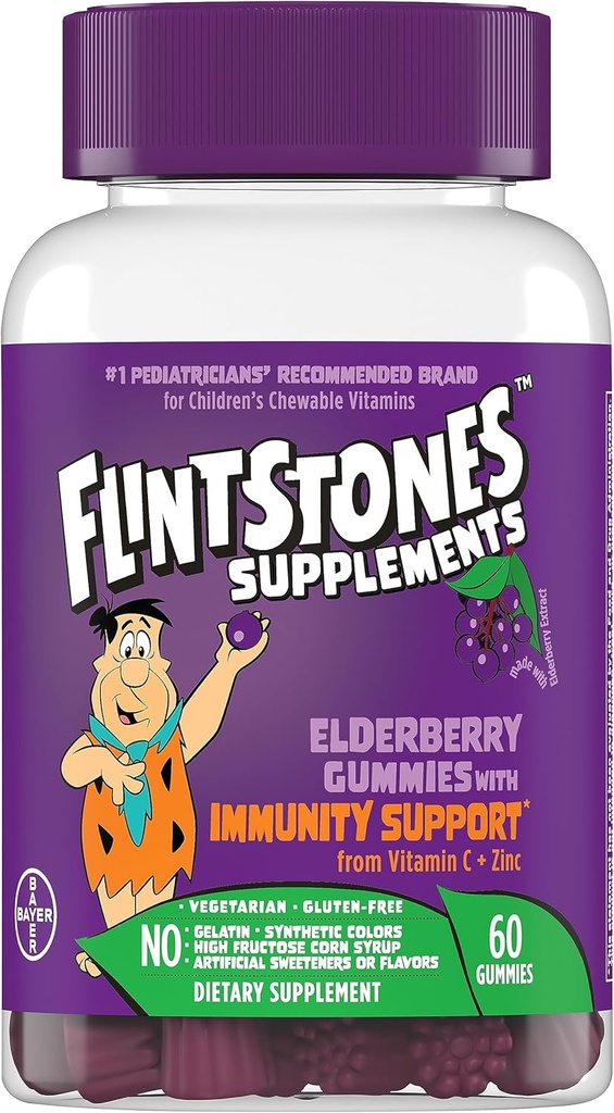 Flintstones 配有维生素C和锌豁免支持的孩子们的维生素树莓果仁, 免疫支持果仁, 儿童多维生素, Gluten Free, 60 Counter