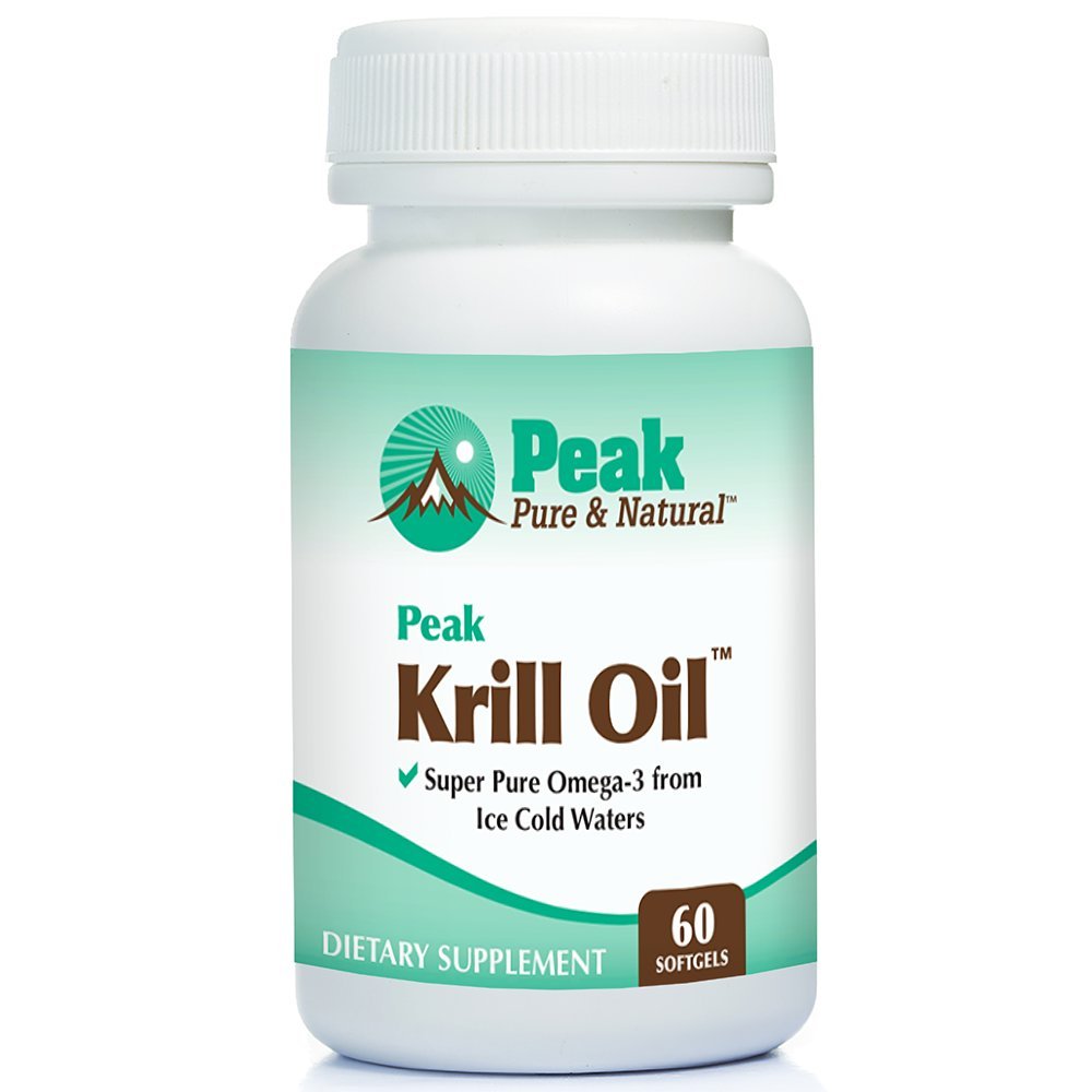 峰纯 & Natural, Peak Krill Oil Supplement - 比鱼油更有利于联合和心脏健康 - Krill Oil Brain Supplement - EPA, DHA, Astaxanthin - 60 软胶