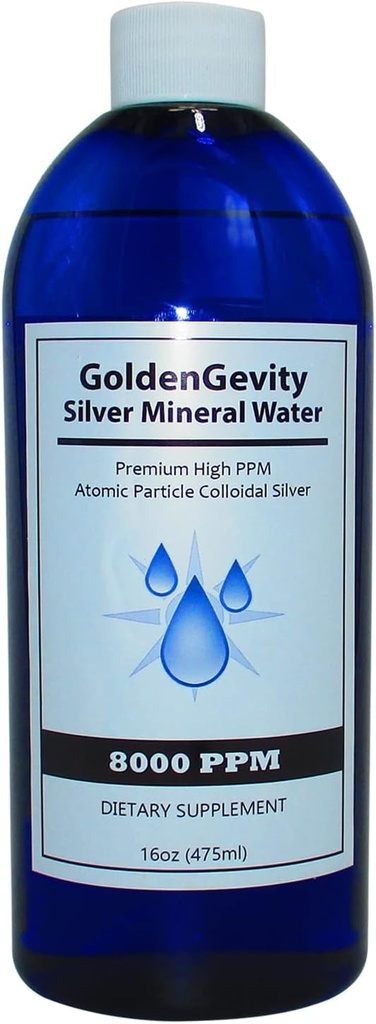 8000 PPM 生物活性原子共聚物银,16 oz | - 无毒,N-GMO Trace 矿物免疫支持补编