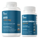 Tobias AKG博士 补充 & Vegan Omega 3 藻类油、支持细胞能和与AKG、EPA & DHA、Vegan、Gluten-Free、非GMO的总体健康