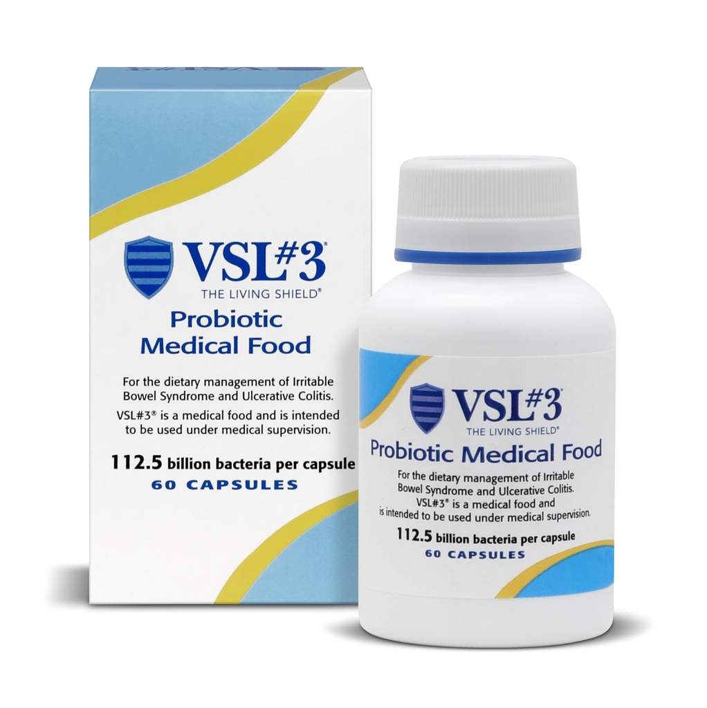 VSL #3® 消化卫生的抗生素,IBS和UC症状 - 112.5B CFUs, 高概率,多轨,活体,冷冻的抗生素,为男女提供古特健康支持的医学食品,60 Capsules
