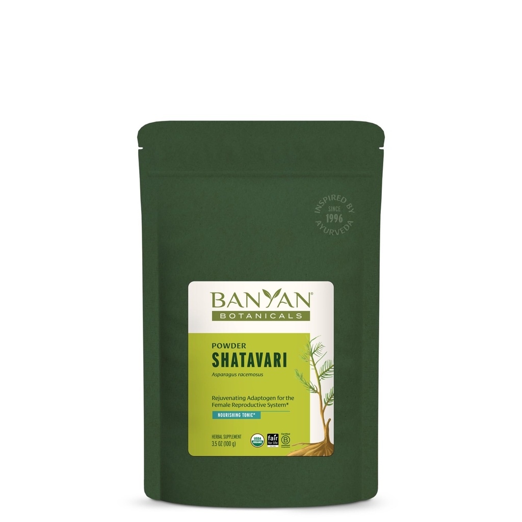 Banyan植物学 沙塔瓦里粉末 – 有机阿斯帕莱格斯 Racemosus 根粉末 – 恢复支持健康生殖系统的适应原素通心* – 3.5 oz. – 非GMO 可持续来源 Vegan