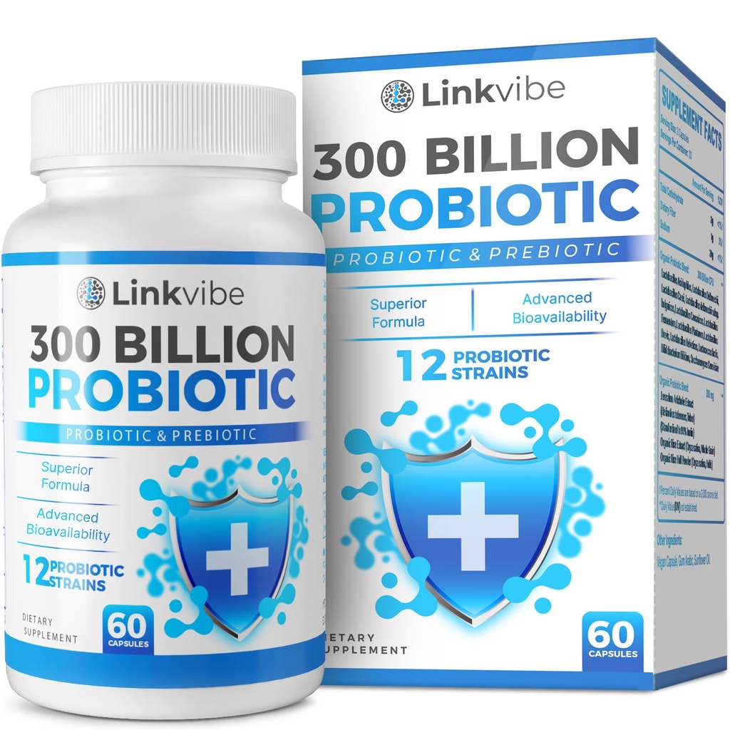 Probiotic 300亿 CPU -- -- 12种含有有机预生剂的草原,用于消化和古特,Imune,Bloating Health -- -- 男女共生药 -- -- 每日免费奶制品,稳架 -- 60个计数