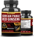 韩国Panax Red Ginseng,Red Ginseng Supplements Premium 3140mg (Ginsenoside 5%) 韩国Red Ginseng 密集 60 Capsules (Maca Root) 美国制造