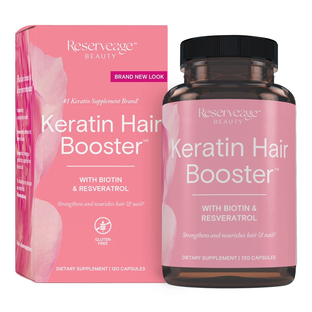 保留美人Keratin发型与Biotin & Resveratrol -- -- 妇女发型与钉状生长补充剂 -- -- 支持健康发型与Biotin闪光 -- -- 120卡普尔(60人服务)