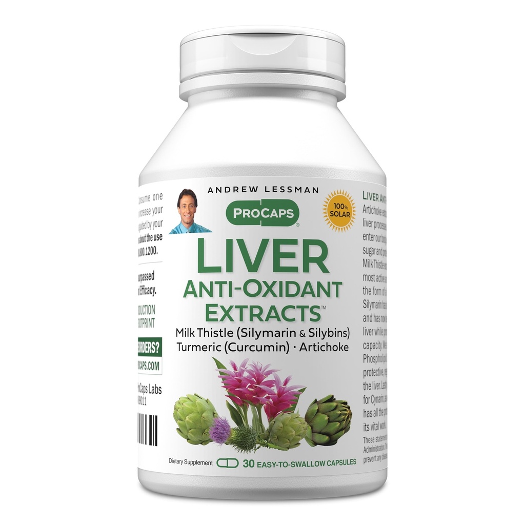 AndreW Lessman Liver Anti-Oxidant 摘录 30 Capsules - 支持liver的艰苦工作组织,促进最佳的liver健康和功能. 牛奶tle、  Tur和  Art