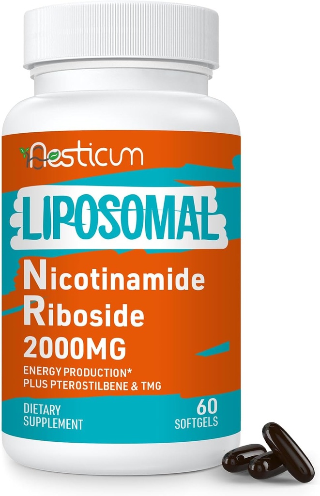 2000年 MG Liposomal Nicotinamide Riboside 配有 TMG 和 Pterostilbene, Niacinamide 能源高级、豁免、年龄抵抗、60软胶