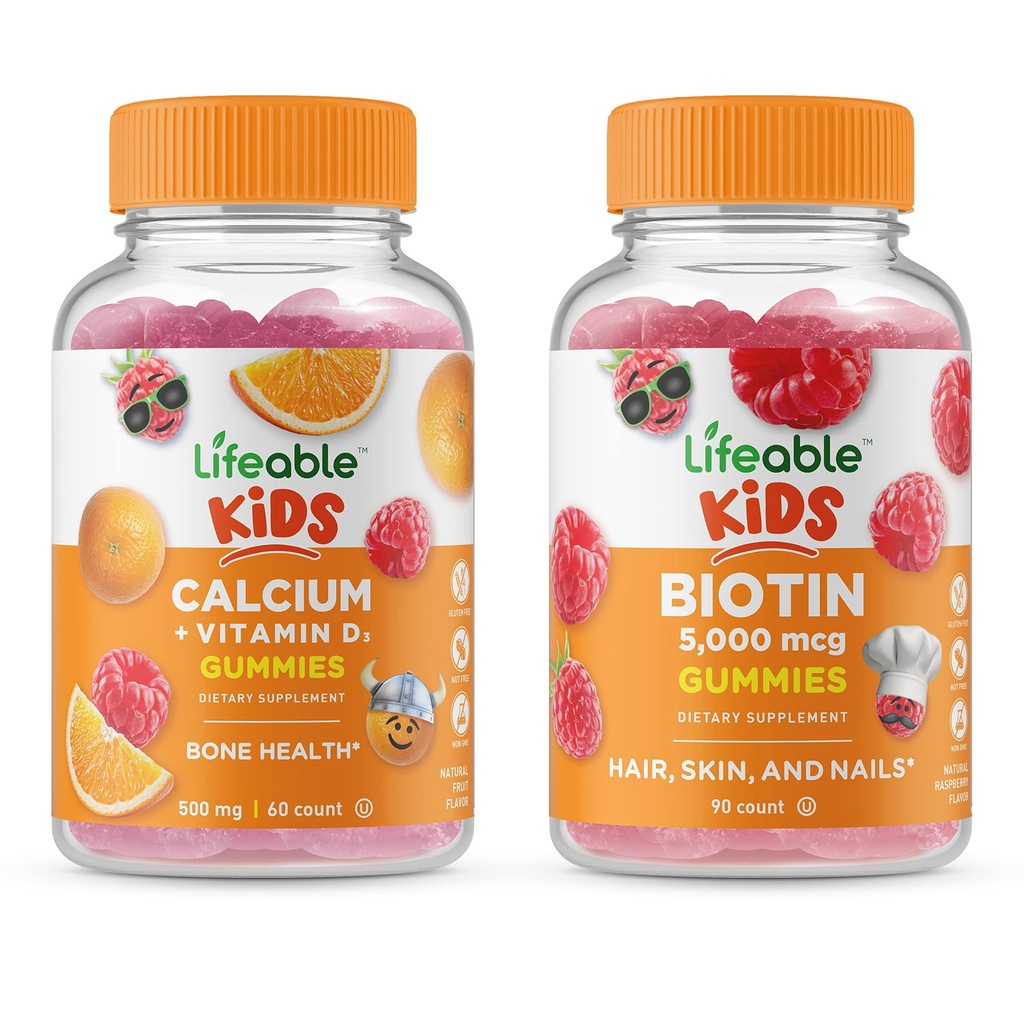 活生生素 生物素 儿童 + 钙 配有维生素D 儿童,Gummys Bundle - Great Tasting, Vitamin Supplement, Gluten Free, GMO Free, Chewable Gummy 配有维生素D 儿童,Gummy 配有维生素D 儿童,Gummys Bundle - 大品尝,维生素补充, Gluten Free, Gluten Free, GMO Free, Chewable Gummy 配有素食